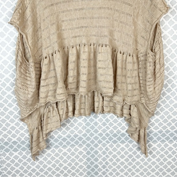 EUC Anthropologie Yellow Bird Tan Carolina Open Knit Poncho Sweater - Picture 5 of 10
